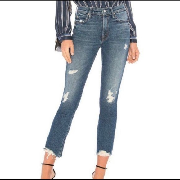 Mother Denim Distressed High Rise Ankle Jeans Blue - Picture 4 of 8